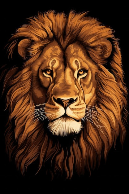 Photo un gros plan du visage d'un lion sur un fond noir