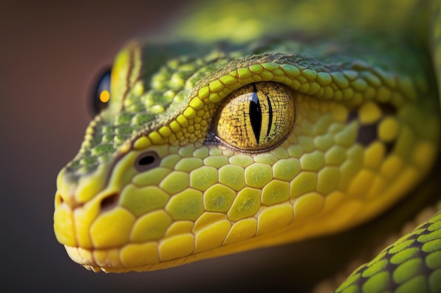 Gros plan du visage d'un serpent Manggrove Pit Viper