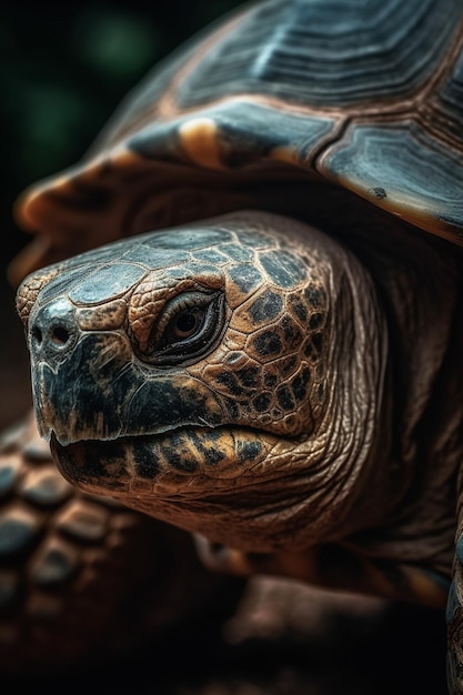 Un gros plan du visage d'une tortue