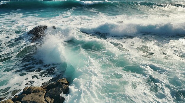 gros plan de l'eau bleue de l'océan à l'aube