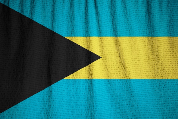 Gros plan, de, ébouriffé, Bahamas, drapeau, Bahamas, drapeau, souffler, dans, vent