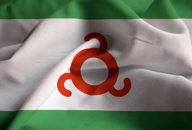 Gros plan, de, ébouriffé, ingushetia, drapeau, Ingushetia, drapeau, souffler, dans, vent