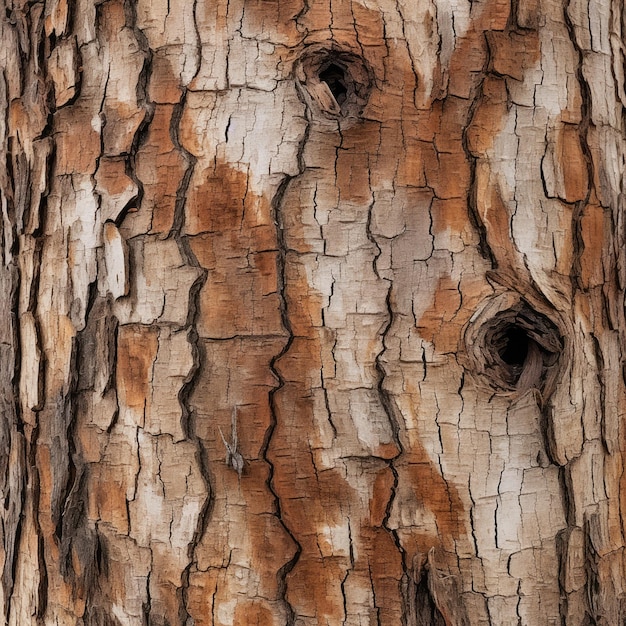 Gros plan d'écorce d'arbre avec des motifs naturels