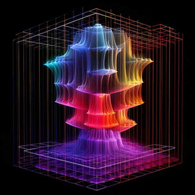 Un gros plan d'un écran d'ordinateur avec une structure générative colorée