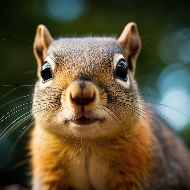 Photo un gros plan d'un écureuil avec un grand sourire
