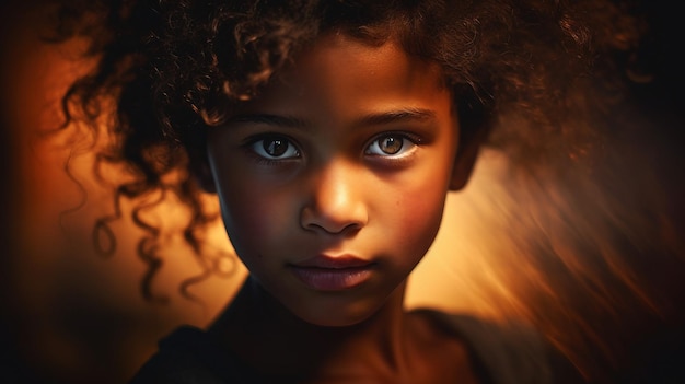 Gros plan d'un enfant aux cheveux bouclés Journée mondiale de la photographie
