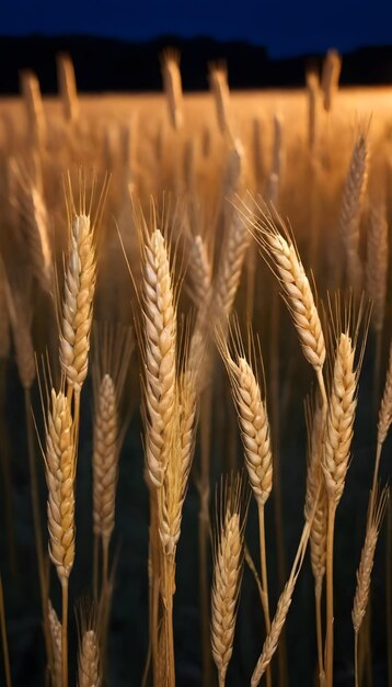 Photo un gros plan des épis de blé avec le soleil derrière eux