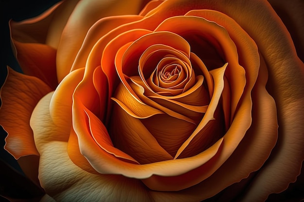Gros plan époustouflant d'une rose orange vif