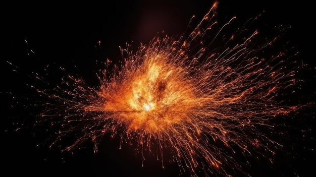 Un gros plan d'une explosion de feu d'artifice avec lumière orange