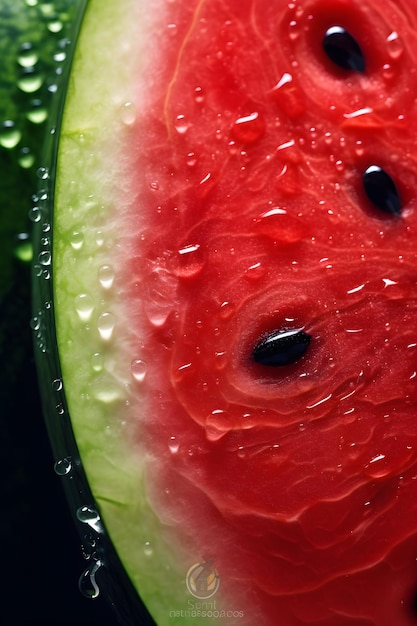 Photo gros plan extrême sur la pastèque demi-zoom sur la pastèque