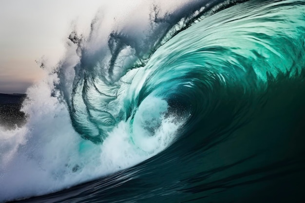 Gros plan extrême des vagues émeraude de l'océan