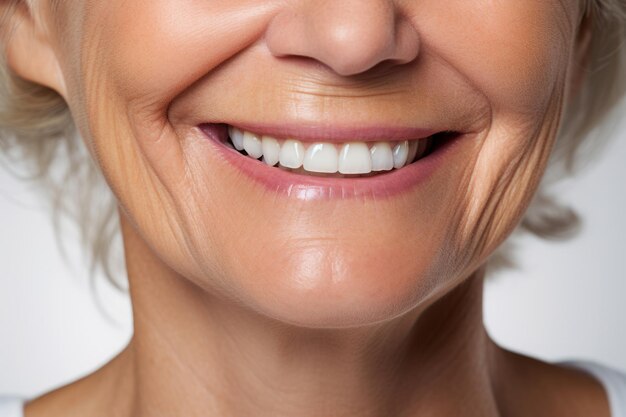 Gros plan, femme âgée souriante, illustration générative de l'IA