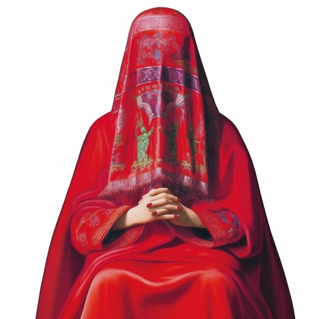 Photo un gros plan d'une femme dans une robe rouge avec un voile génératif ai