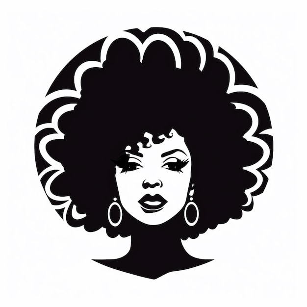 un gros plan d'une femme avec de grands cheveux afro génératifs ai