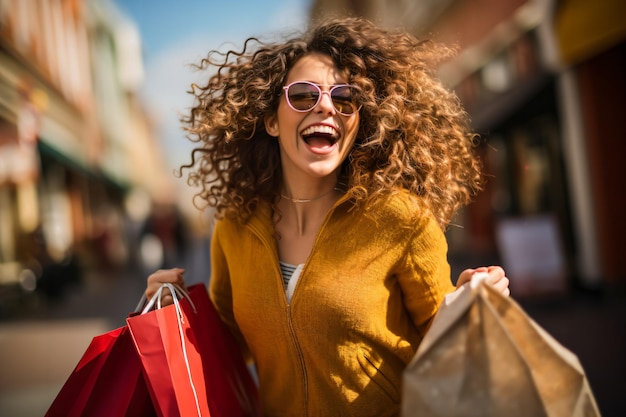 Gros plan d'une femme en virée shopping