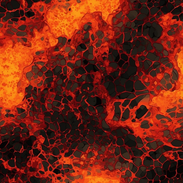 un gros plan d'un feu avec beaucoup de lave noire et rouge générative ai