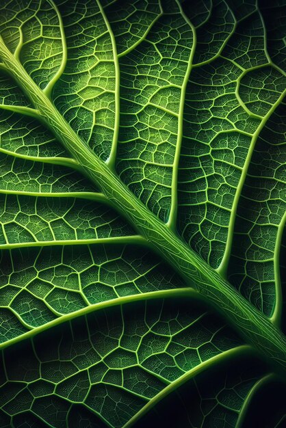 un gros plan d'une feuille avec un fond vert