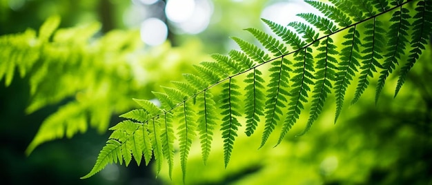 un gros plan d'une feuille de fougère dans une forêt