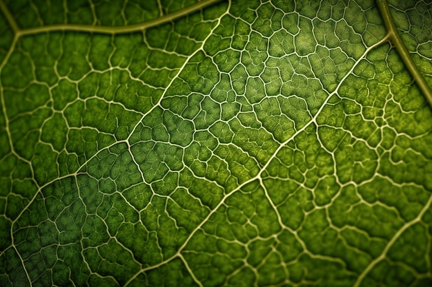 Un gros plan d'une feuille avec la texture de la feuille