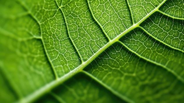 Un gros plan d'une feuille verte avec la texture de la feuille.