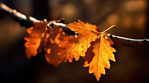 Un gros plan de feuilles sur une branche