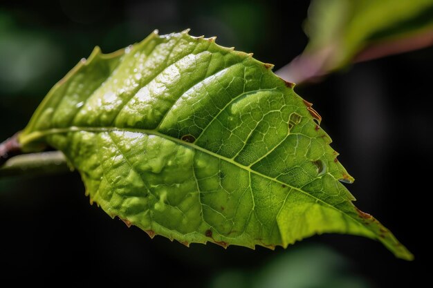 Gros plan de feuilles entourées de nouvelles pousses