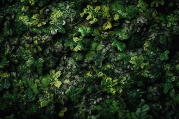 Gros plan sur des feuilles vertes luxuriantes avec des veines et des textures détaillées Generative AI