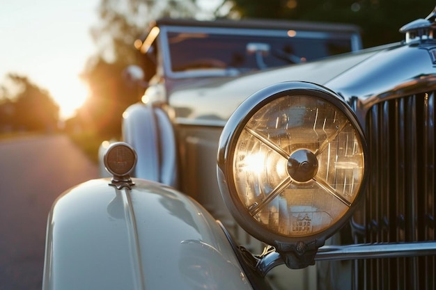 un gros plan des feux avant d'une voiture