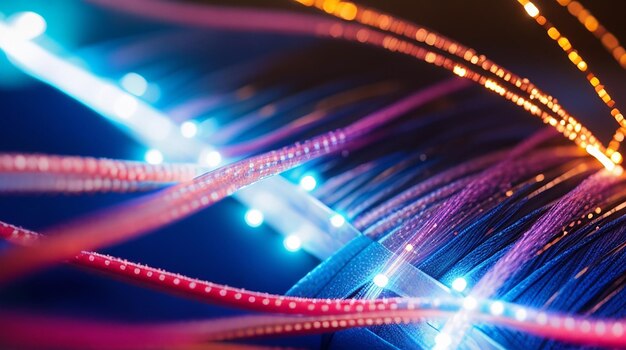 Gros plan sur la fibre optique faible profondeur de champ