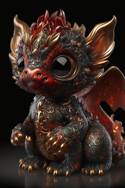 Gros plan d'une figurine d'un dragon ai génératif