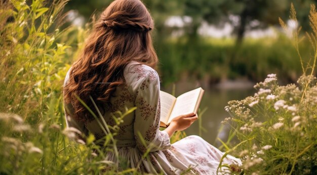 gros plan d'une fille qui lit un livre une fille avec un livre une jolie jeune femme qui apprend avec un livre