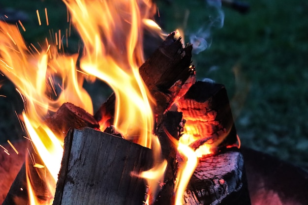 Gros plan des flammes de feu