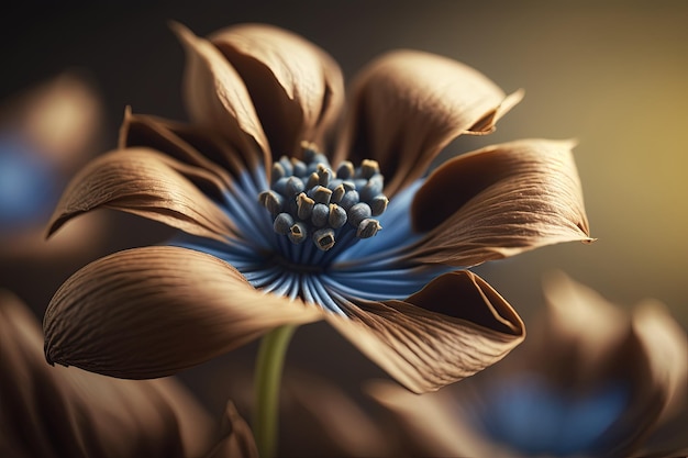 Un gros plan d'une fleur avec un arrière-plan flou IA générative