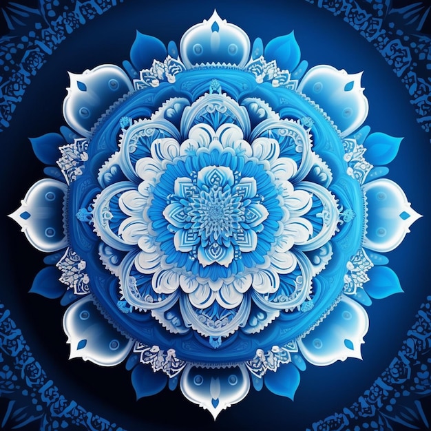 Photo un gros plan d'une fleur bleue et blanche sur un fond bleu