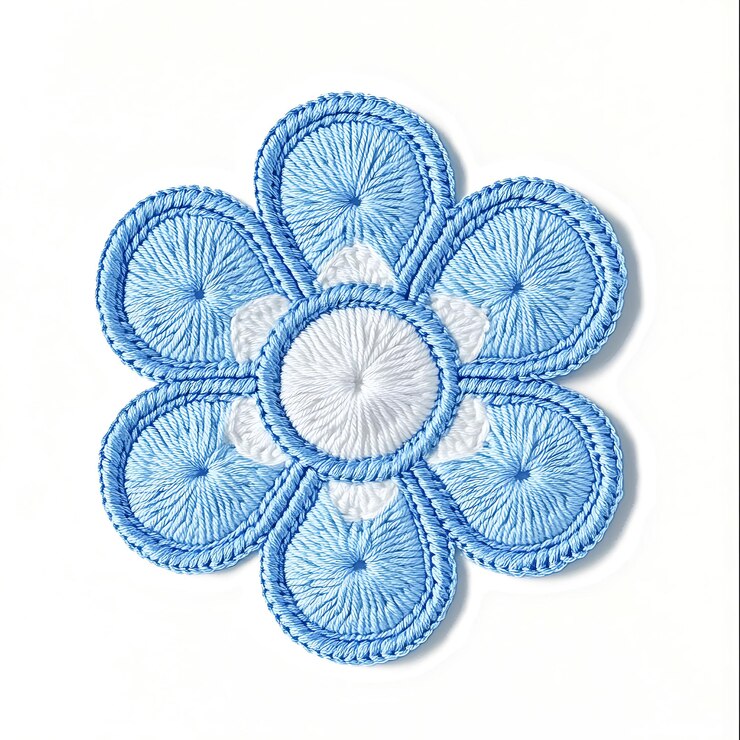 Photo un gros plan d'une fleur bleue et blanche sur une surface blanche