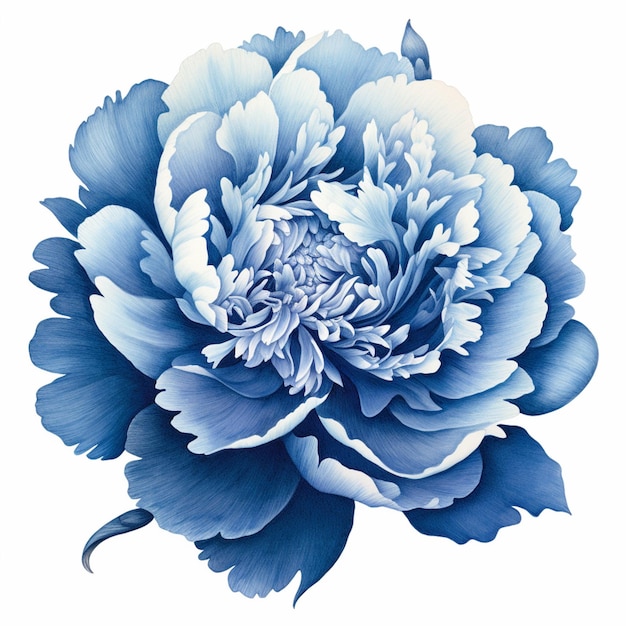 Un gros plan d'une fleur bleue avec un fond blanc ai générative