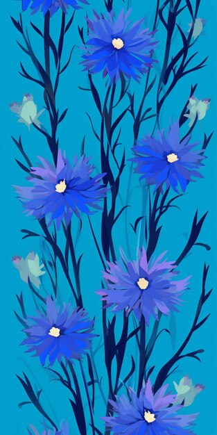 Un gros plan d'une fleur bleue avec un fond vert ai générative