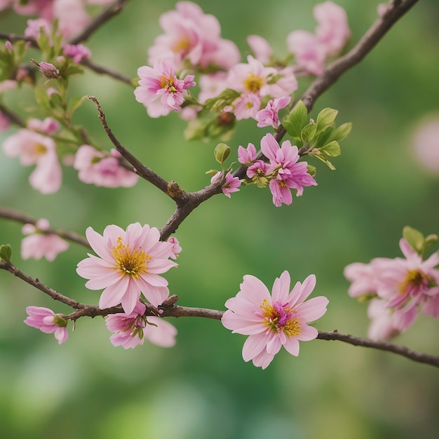 gros plan d'une fleur sur une branche d'arbre généré par l'IA