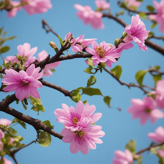 Photo gros plan d'une fleur sur une branche d'arbre généré par l'ia