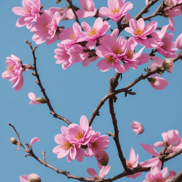 Photo gros plan d'une fleur sur une branche d'arbre généré par l'ia