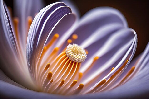 Gros plan de fleur de crocus aux pétales délicats en pleine floraison créés avec une IA générative