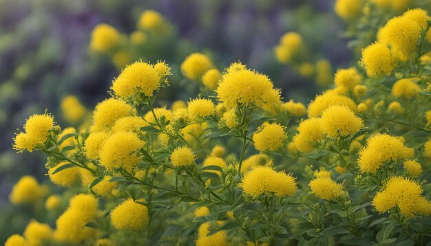 un gros plan d'une fleur avec les fleurs jaunes