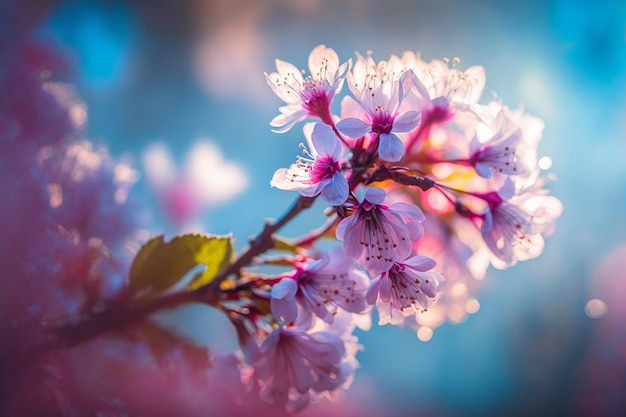 Un gros plan d'une fleur avec des fleurs roses