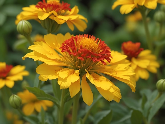 Gros plan d'une fleur de gaillardia jaune dans le jardin