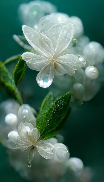 Gros plan de fleur avec des gouttelettes d'eau dessus ai générative