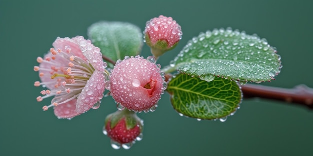 Un gros plan d'une fleur avec des gouttes d'eau dessus