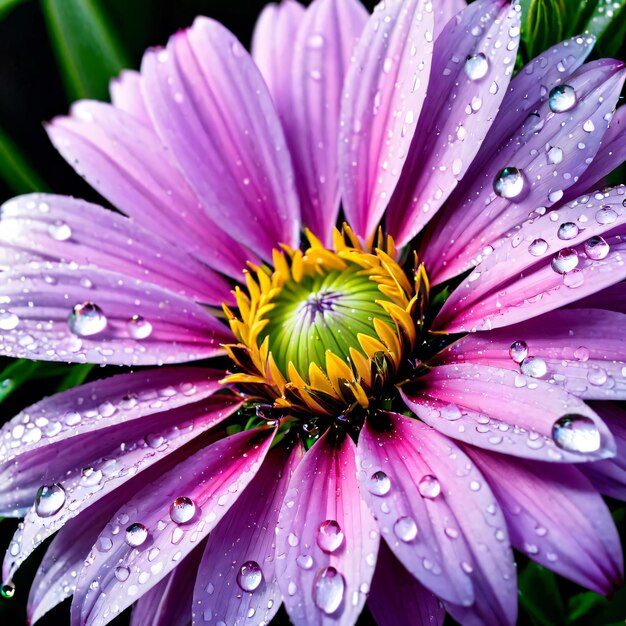 Photo un gros plan d'une fleur avec des gouttes d'eau