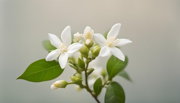 Photo gros plan d'une fleur de jasmin isolée avec un fond doux