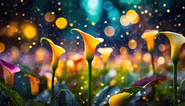 Photo gros plan sur la fleur de lys calla avec un fond bokeh zantedeschia aethiopica