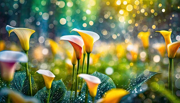 gros plan sur la fleur de lys calla avec un fond bokeh Zantedeschia aethiopica